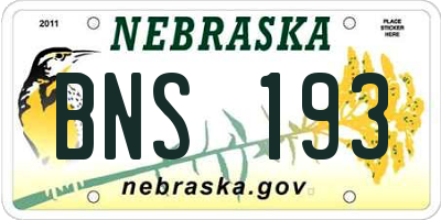 NE license plate BNS193