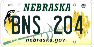 NE license plate BNS204