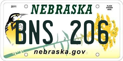 NE license plate BNS206