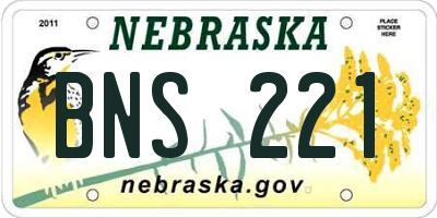 NE license plate BNS221