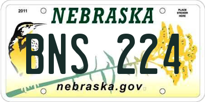 NE license plate BNS224