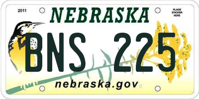 NE license plate BNS225