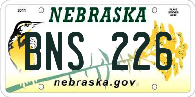 NE license plate BNS226