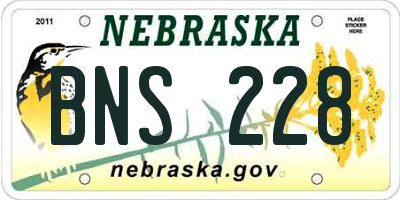 NE license plate BNS228
