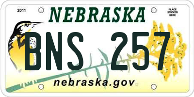 NE license plate BNS257