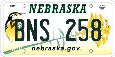 NE license plate BNS258
