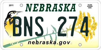 NE license plate BNS274