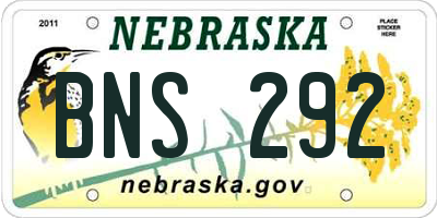 NE license plate BNS292
