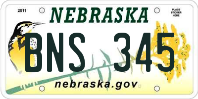 NE license plate BNS345