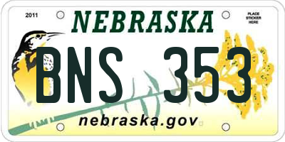 NE license plate BNS353