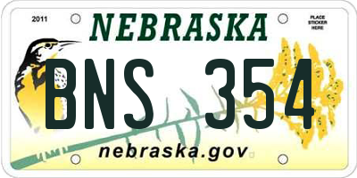 NE license plate BNS354