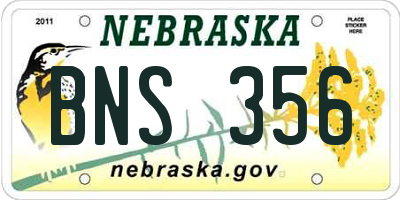 NE license plate BNS356