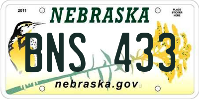 NE license plate BNS433