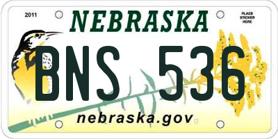 NE license plate BNS536