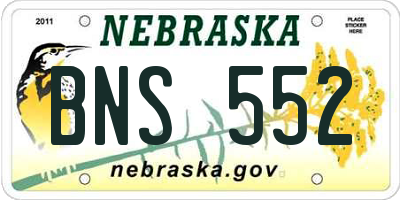 NE license plate BNS552