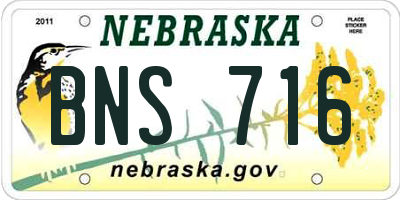 NE license plate BNS716