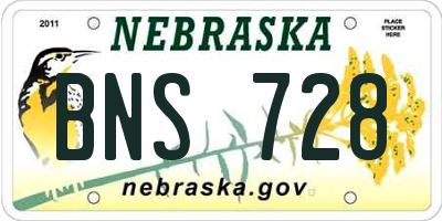 NE license plate BNS728