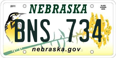 NE license plate BNS734