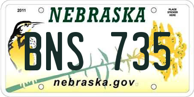 NE license plate BNS735