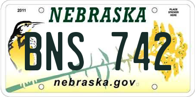NE license plate BNS742