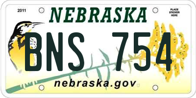 NE license plate BNS754