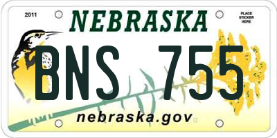 NE license plate BNS755