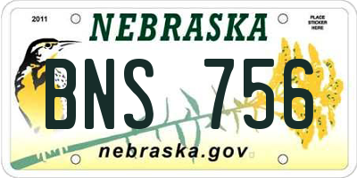 NE license plate BNS756
