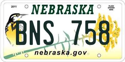NE license plate BNS758