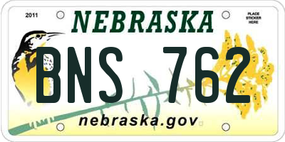 NE license plate BNS762