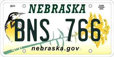 NE license plate BNS766