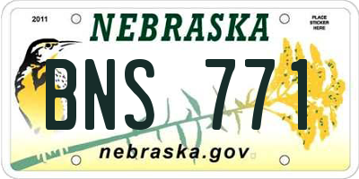 NE license plate BNS771