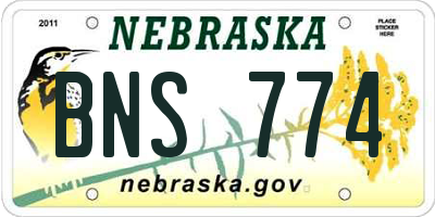 NE license plate BNS774