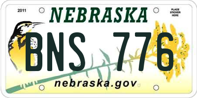 NE license plate BNS776