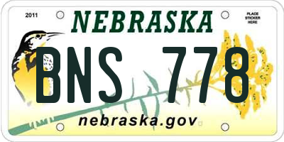 NE license plate BNS778