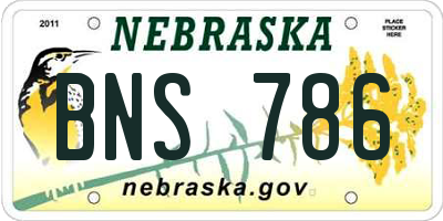 NE license plate BNS786