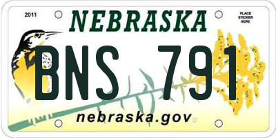 NE license plate BNS791