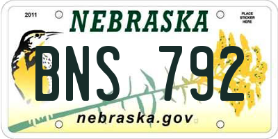 NE license plate BNS792