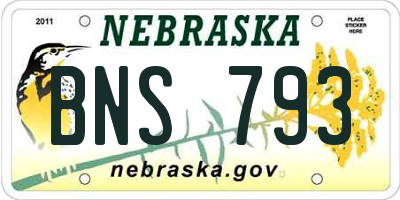 NE license plate BNS793