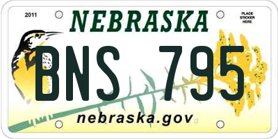 NE license plate BNS795