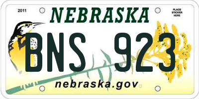 NE license plate BNS923