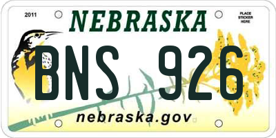 NE license plate BNS926