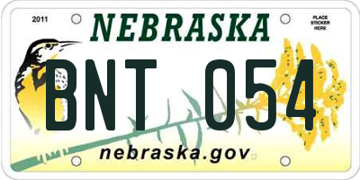 NE license plate BNT054
