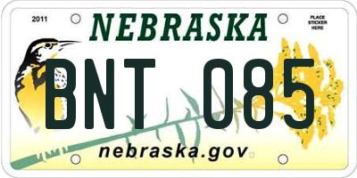 NE license plate BNT085