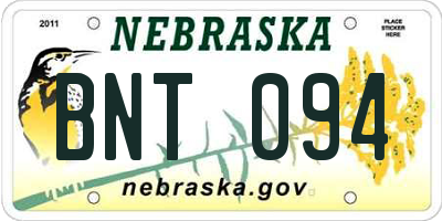 NE license plate BNT094