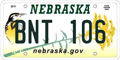 NE license plate BNT106