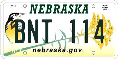 NE license plate BNT114