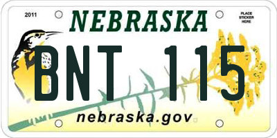 NE license plate BNT115