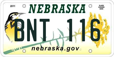 NE license plate BNT116
