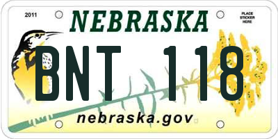 NE license plate BNT118