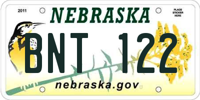 NE license plate BNT122
